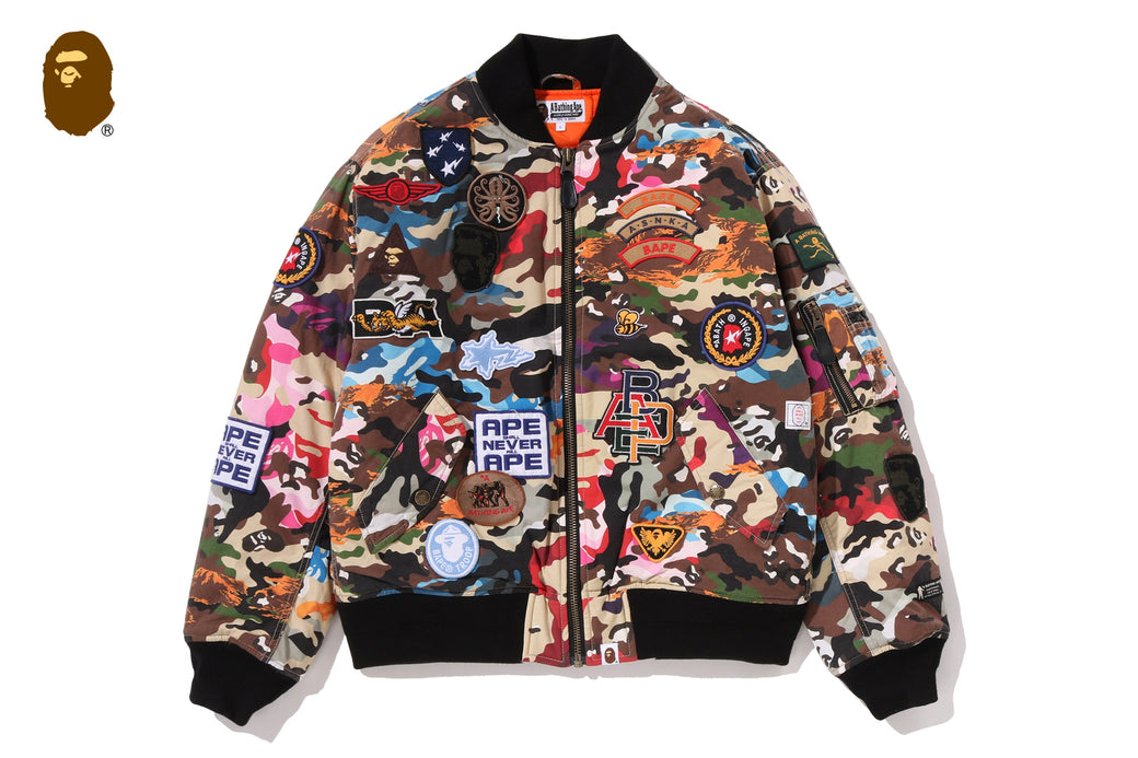 HYBRID CAMO MULTI BADGE PADDED MA-1 | bape.com
