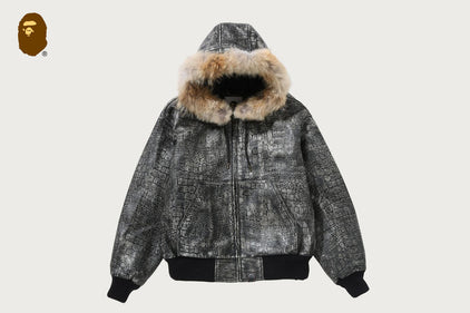 CROC PATTERN LEATHER JACKET