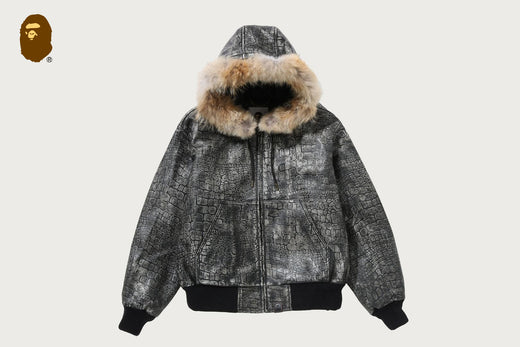 CROC PATTERN LEATHER JACKET