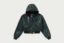 CROC PATTERN APE FACE CROPPED LEATHER JACKET