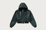 CROC PATTERN APE FACE CROPPED LEATHER JACKET