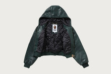 CROC PATTERN APE FACE CROPPED LEATHER JACKET
