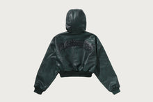 CROC PATTERN APE FACE CROPPED LEATHER JACKET