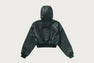 CROC PATTERN APE FACE CROPPED LEATHER JACKET