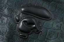 CROC PATTERN APE FACE CROPPED LEATHER JACKET