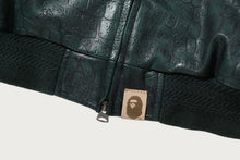 CROC PATTERN APE FACE CROPPED LEATHER JACKET