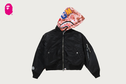 1ST CAMO SHARK HOODED CROPPED MA-1 JACKET