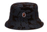 CAMO FLOCKED DENIM ONE POINT BUCKET HAT