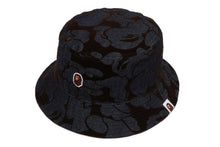 CAMO FLOCKED DENIM ONE POINT BUCKET HAT