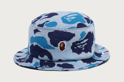 ONE POINT ABC CAMO JACQUARD KNIT BUCKET HAT