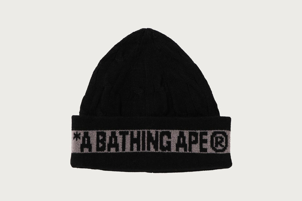 BAPE ニット帽 黒 BAPE CABLE KNIT CAP | bape.com