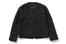COLLARLESS ORNAMENT TWEED COAT