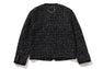 COLLARLESS ORNAMENT TWEED COAT
