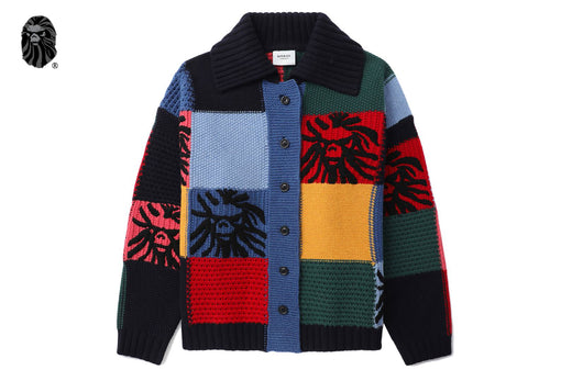 BAPE BLACK HAND KNIT PATCHWORK SWEATER