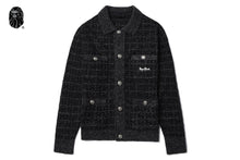 BAPE BLACK TWEED CARDIGAN