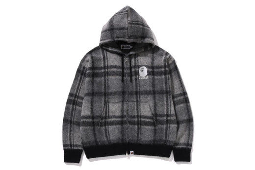 BAPE CHECK MOHAIR KNIT HOODIE