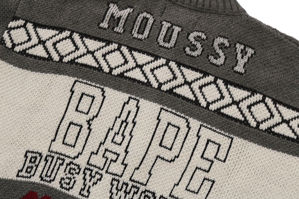BAPE X MOUSSY 】KNIT CARDIGAN | bape.com