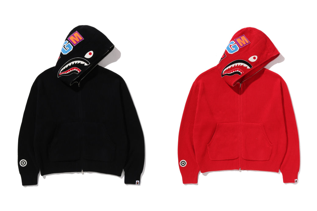 SHARK FULL ZIP KNIT HOODIE | bape.com