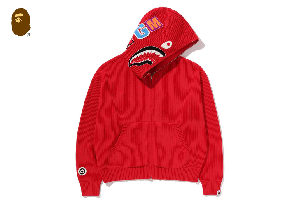 SHARK FULL ZIP KNIT HOODIE | bape.com