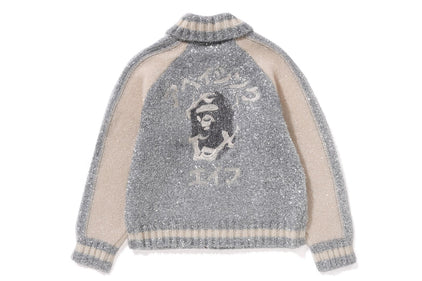 BAPE LOGO METALLIC COWICHAN KNIT