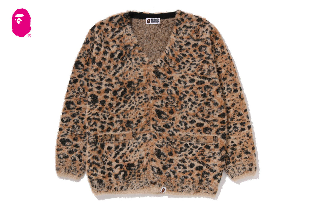 WILD LEOPARD PATTERN SHAGGY KNIT CARDIGAN | bape.com