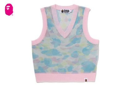 NEW MULTI CAMO METALLIC CROPPED KNIT VEST
