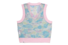 NEW MULTI CAMO METALLIC CROPPED KNIT VEST