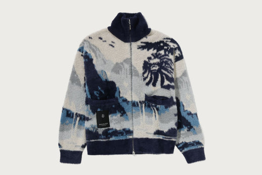 BAPE BLACK JAPAN LANDSCAPE ZIPPED CARDIGAN