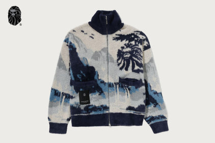 BAPE BLACK JAPAN LANDSCAPE ZIPPED CARDIGAN