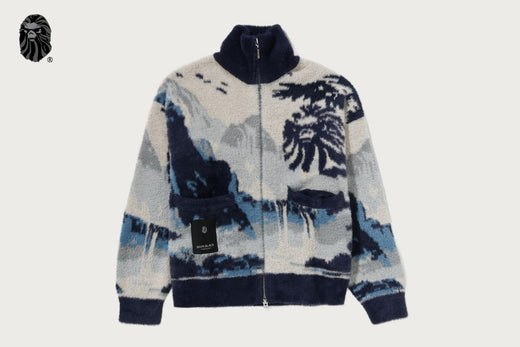 BAPE BLACK JAPAN LANDSCAPE ZIPPED CARDIGAN