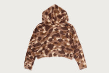 COLOR CAMO BAPE LOGO FUR CROPPED ZIP HOODIE