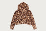COLOR CAMO BAPE LOGO FUR CROPPED ZIP HOODIE