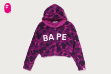 COLOR CAMO BAPE LOGO FUR CROPPED ZIP HOODIE