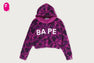 COLOR CAMO BAPE LOGO FUR CROPPED ZIP HOODIE