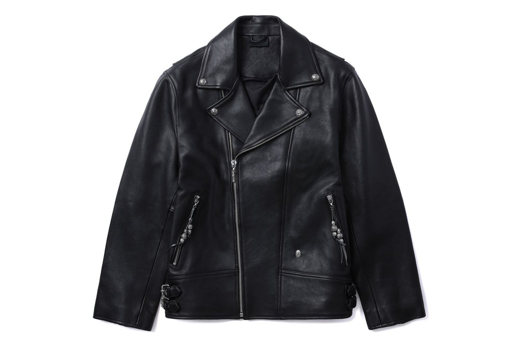 BAPE BLACK LEATHER BIKER JACKET | bape.com