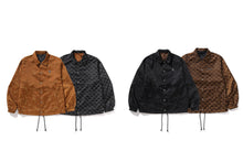 SOLID CAMO JACQUARD NYLON REVERSIBLE COACH JACKET