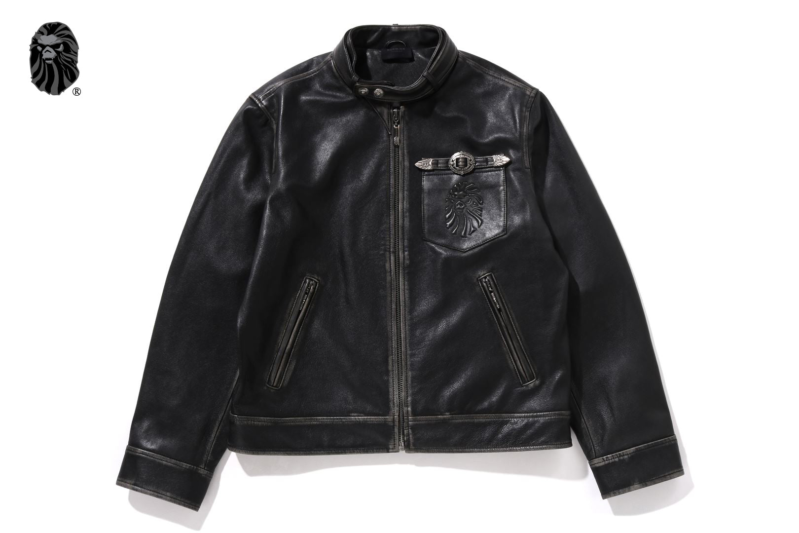 BAPE BLACK WASHED LEATHER HARRINGTON JACKET | bape.com BAPE BLACK WASHED LEATHER HARRINGTON JACKET | bape.com