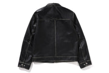 BAPE BLACK WASHED LEATHER HARRINGTON JACKET