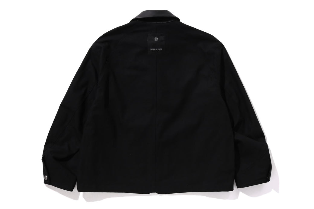 BAPE BLACK LEATHER TRIM CHORE JACKET | bape.com
