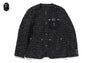 BAPE BLACK COLLARLESS ORNAMENTS TWEED COAT #1