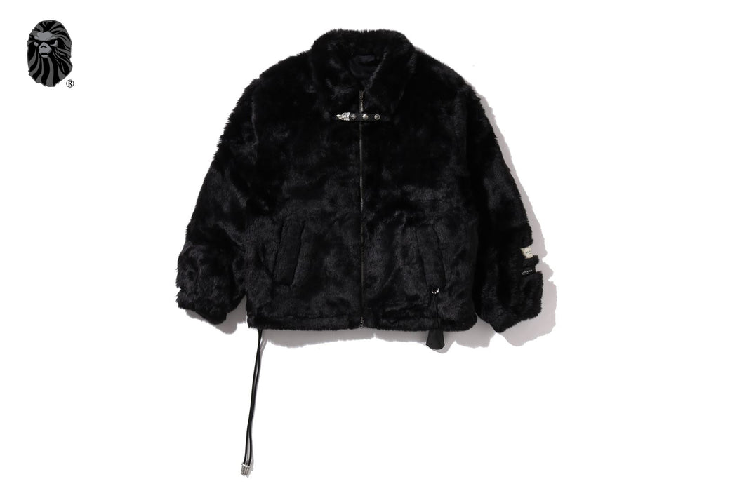 A BATHING APE 黒ファーコート BAPE BLACK FAUX FUR COAT | bape.com