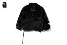 BAPE BLACK FAUX FUR COAT