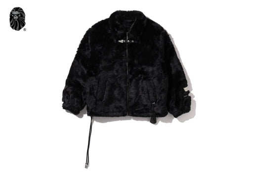 BAPE BLACK FAUX FUR COAT