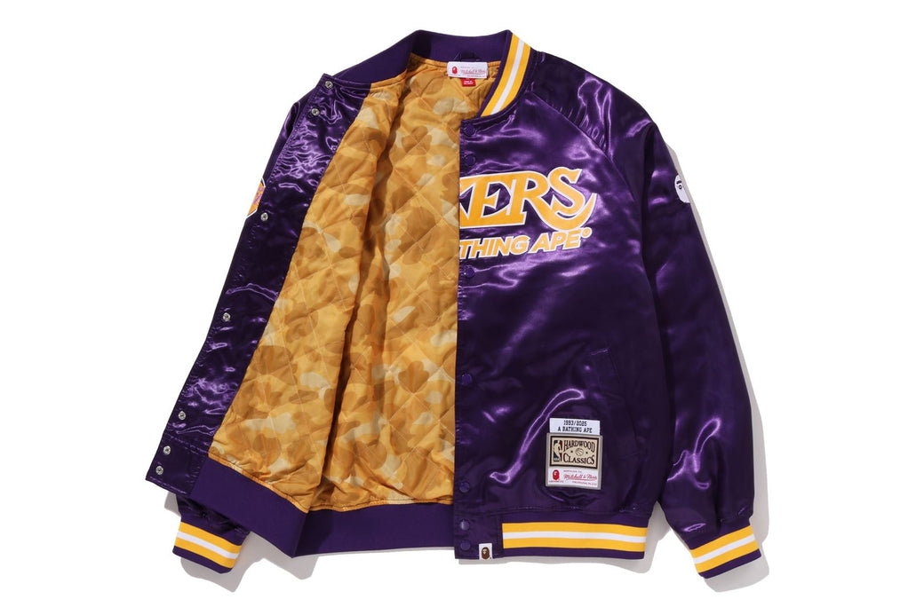 BAPE X M&N NBA 】LOS ANGELES LAKERS SATIN JACKET | bape.com