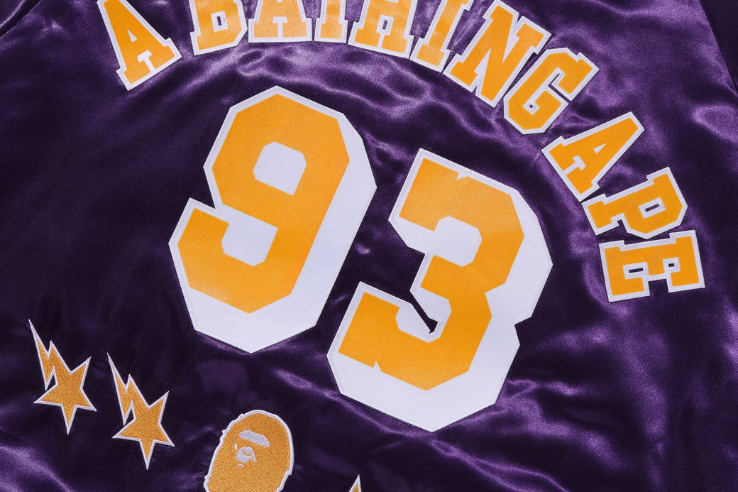 BAPE X M&N NBA 】LOS ANGELES LAKERS SATIN JACKET | bape.com