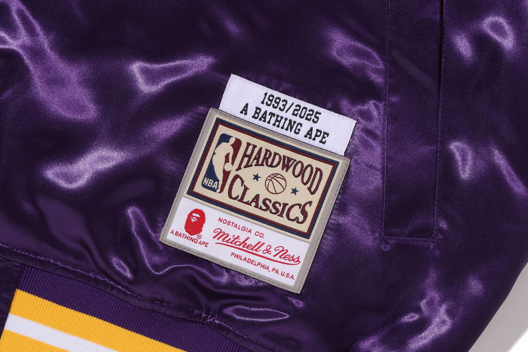 BAPE X M&N NBA 】LOS ANGELES LAKERS SATIN JACKET | bape.com