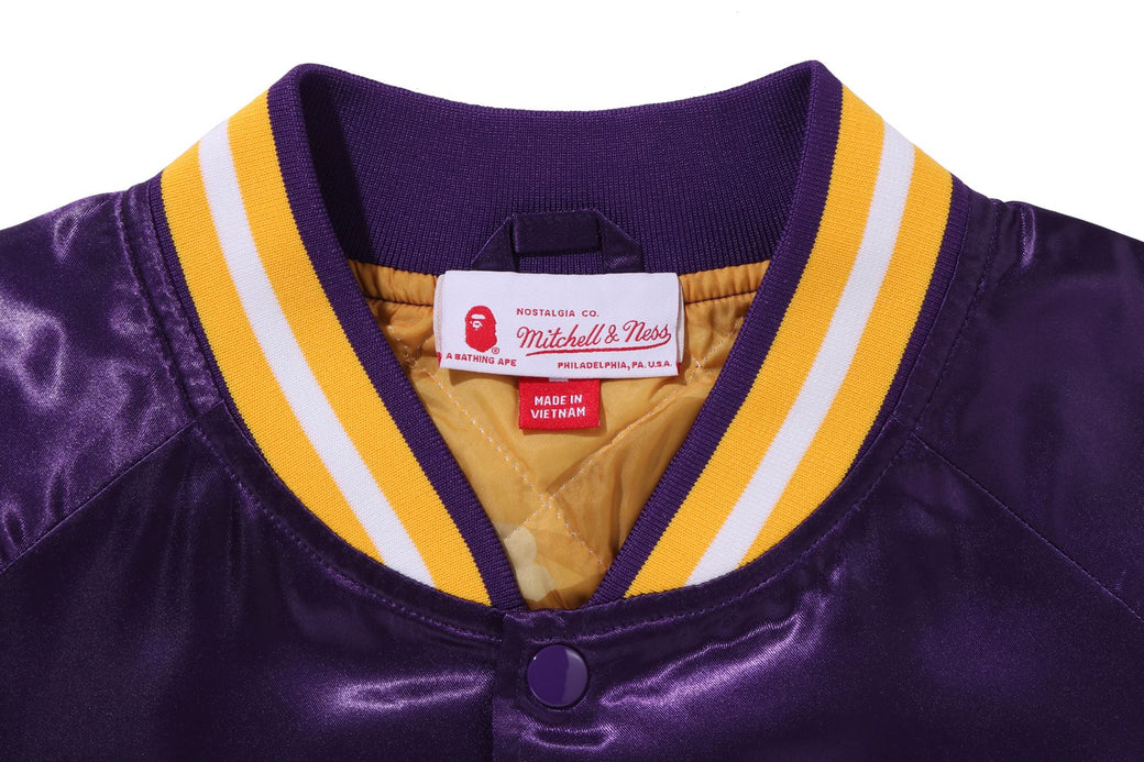 BAPE X M&N NBA 】LOS ANGELES LAKERS SATIN JACKET | bape.com