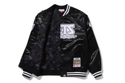 【 BAPE X M&N NBA 】NEW JERSEY NETS SATIN JACKET