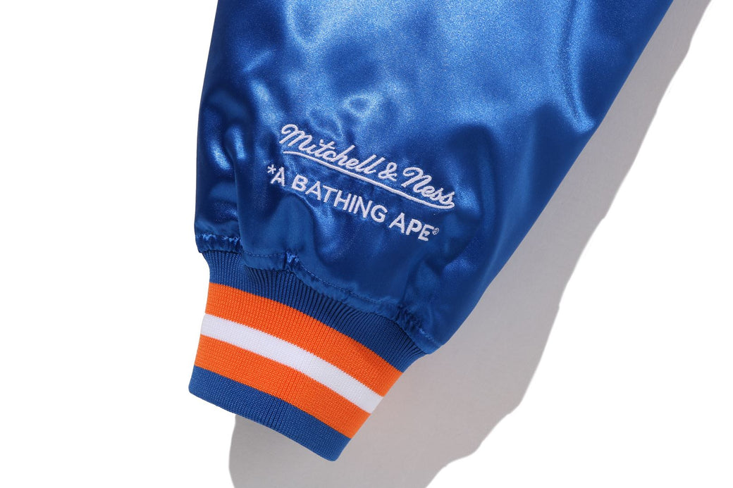 BAPE X M&N NBA 】NEW YORK KNICKS SATIN JACKET | bape.com