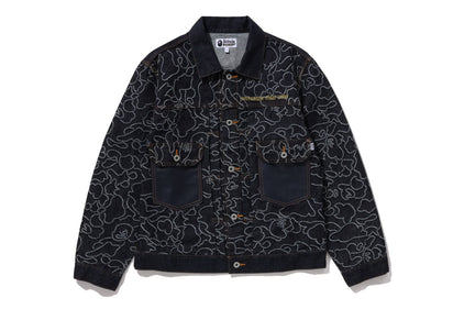 【 BAPE X OVO 】NEON 1ST CAMO JACQUARD DENIM JACKET